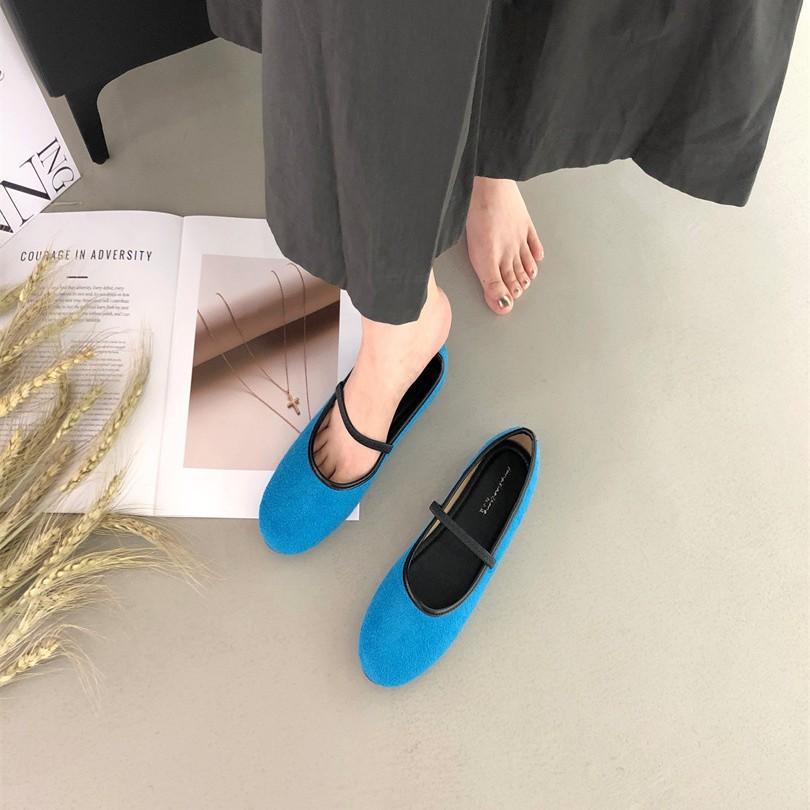 Huge Soft! Spring New Ballet Flats Comfortable Round Head Cow Flip Grandma Shoes Simple Soft Sole Beanie Shoes