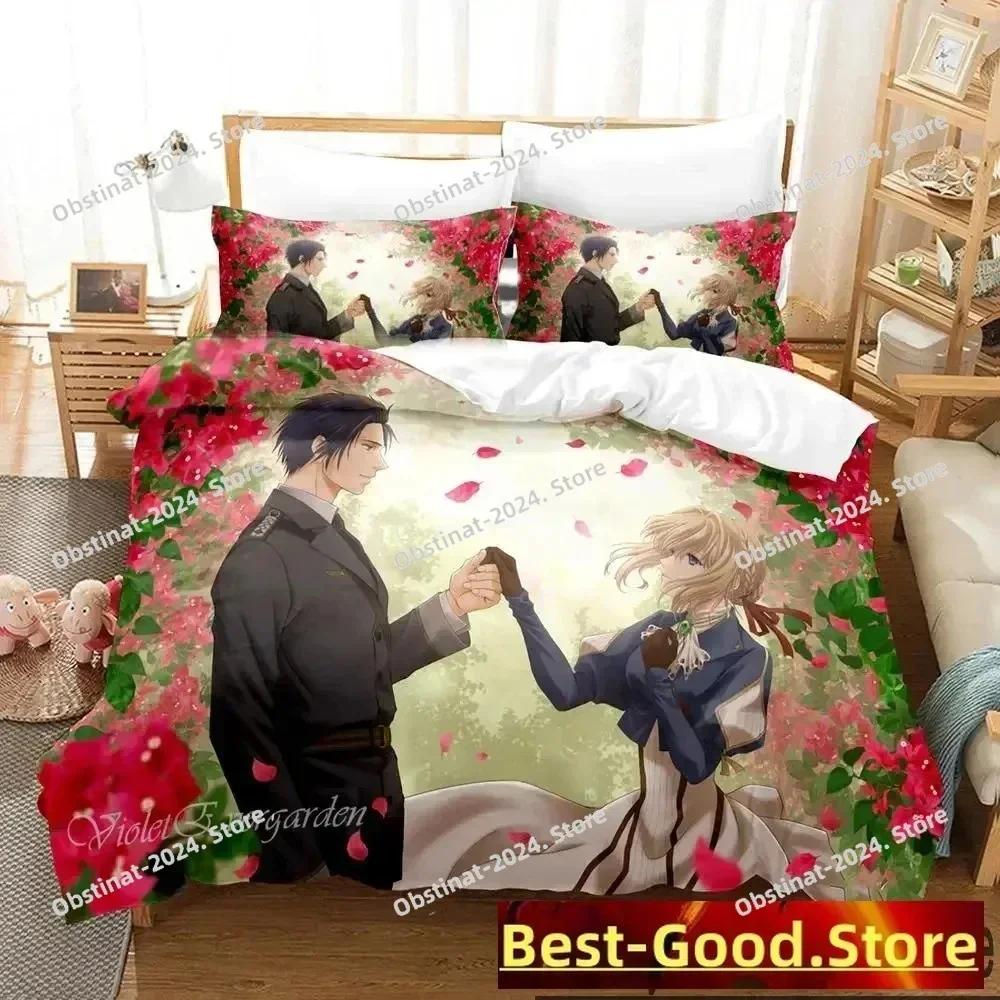 Anime Violet Evergarden Bedding Set Print single Comforter Quilt Bed Cover Duvet Cover Pillow Case 3 Pieces Sets Kids Adult Size