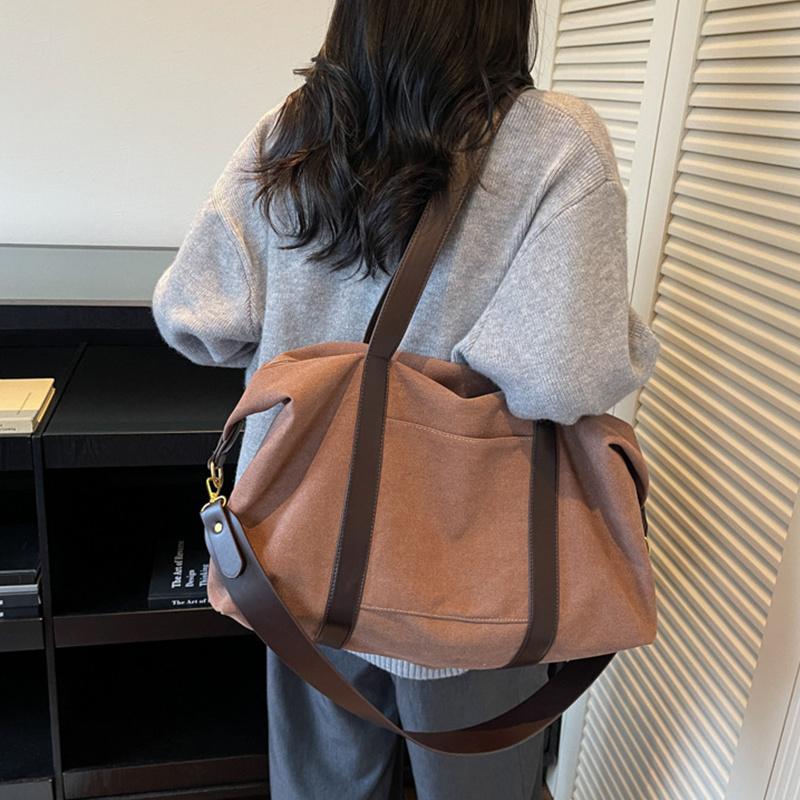 Yogodlns Oversized Canvas Fabric Shoulder Cross Body Bags For Women Solid Color Large Capacity Shopping Travelling Duffel Handbags