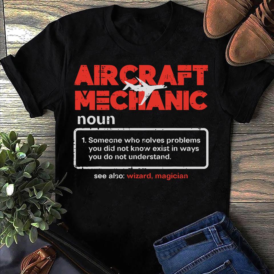 Aircraft Mechanic Definition Airplane Technician Men Women T Shirts Cotton Tops S чёрный