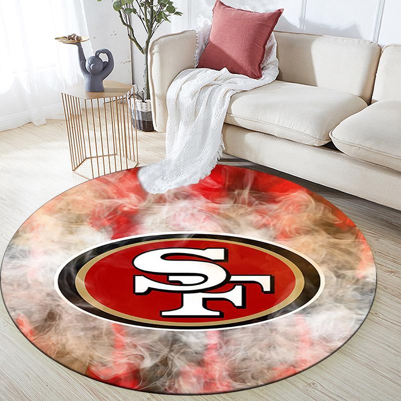 San Francisco 49ers2, Rond Vloerkleed, Tapijt voor Woonkamer Slaapkamer Bank Speelkamer Decoratie, Antislip Vloermat