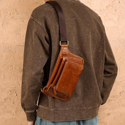 Echtleder Brusttasche Herren Tasche Outdoor Lässig Umhängetasche High-End Pendler Herren Tasche