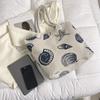 Shell Pattern Canvas Tote Bag, Marine Life Pattern Travel Beach Bag, Lightweight Summer Vacation