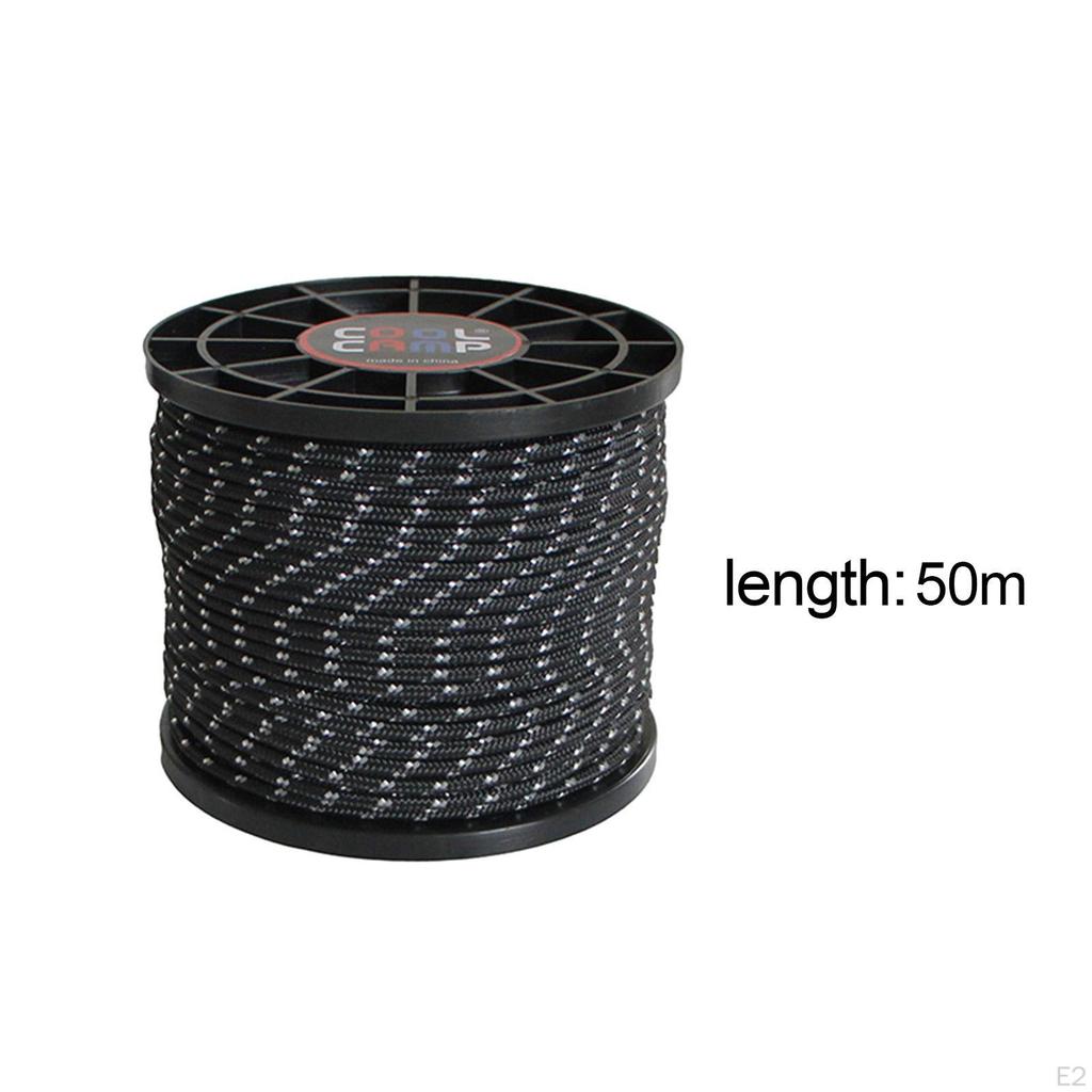 Camping Rope 4mm 54.68 Yards Tent Guide Wind Reflective Paracord