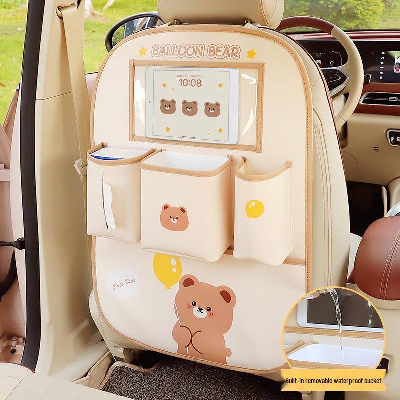 Car Seat Organizer: Multi-functional Storage Box, Tissue Holder, Hanging Trash Can, Backseat Kick Mat, Hanging Bag.