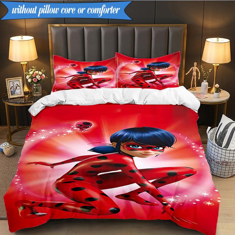 3PCS Miraculous Adventures Bedding Set,Including 1pc Duvet Cover And 2pcs Pillowcases Perfect for Bedroom, Dormitory, Fan Christmas gift