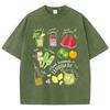Fruit Tea Cold Drinks Ice Cream Prints Cotton Washed TShirt Women Oversize Tops Street Distressed ONeck T Shirt Summer Clothes