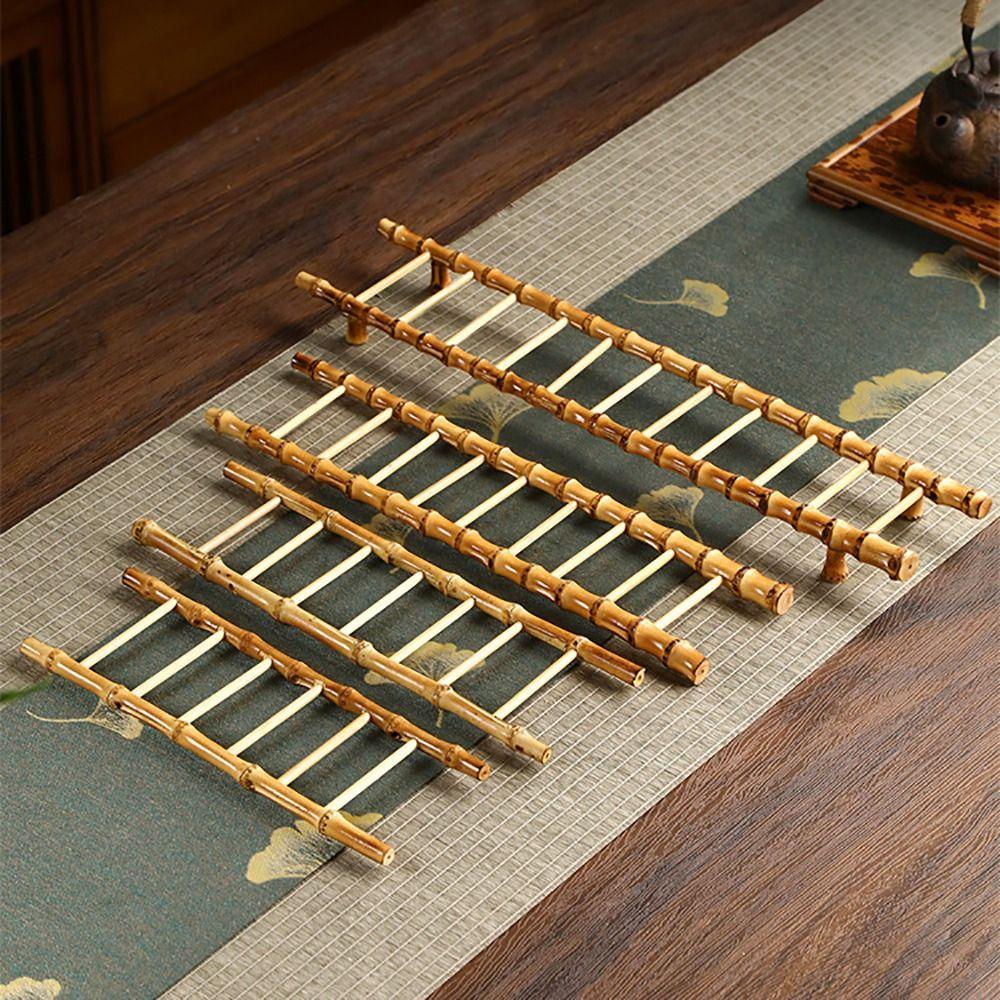 Multi-purpose Bamboo Ladder Cup Holder Yellow Tea Accessories  Desktop Ornament