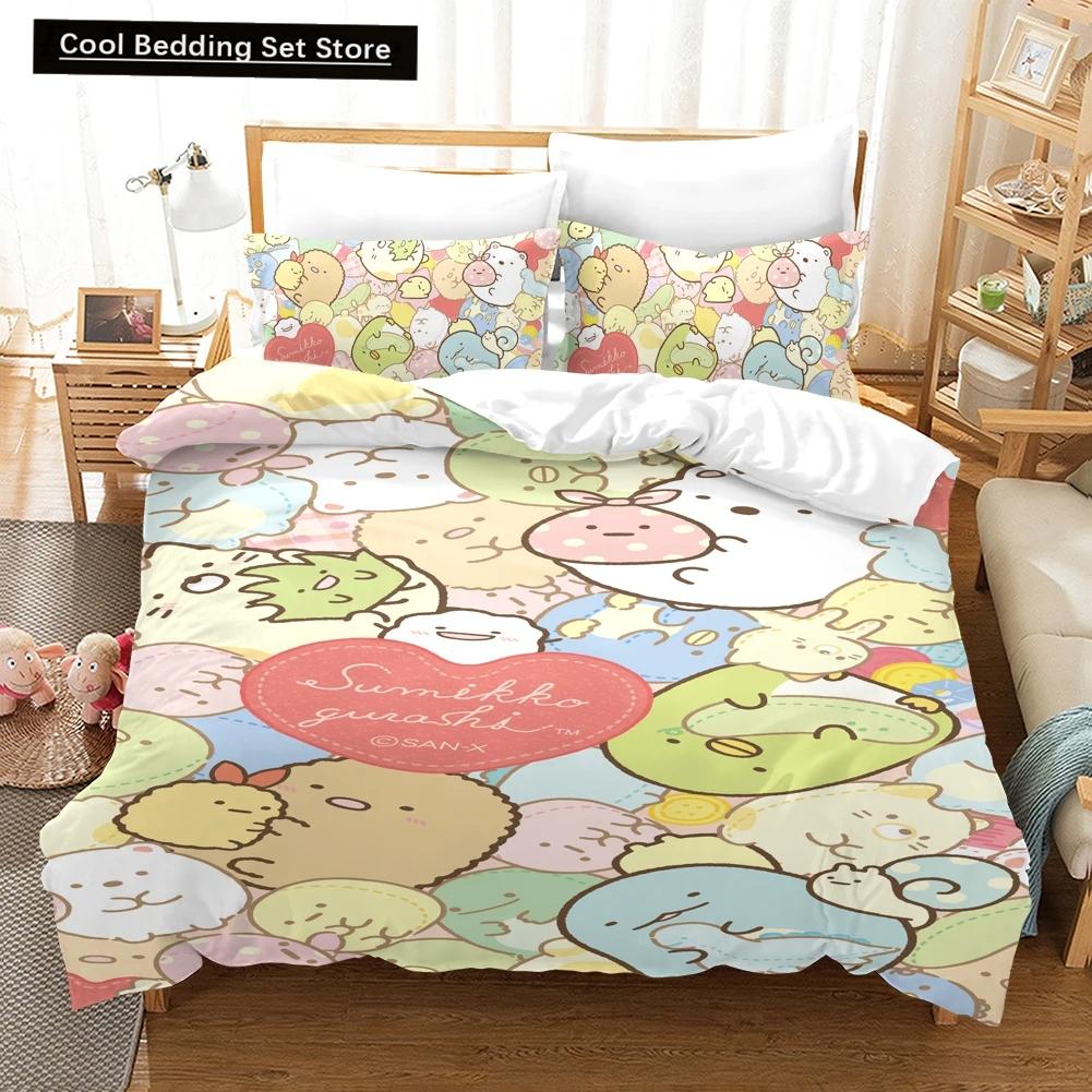 Cartoon Sumikko Gurashi Bedding Set,Duvet Cover Comforter Bed Set Quilt Cover Pillowcase,King Queen Twin Size Boys Girls Adults