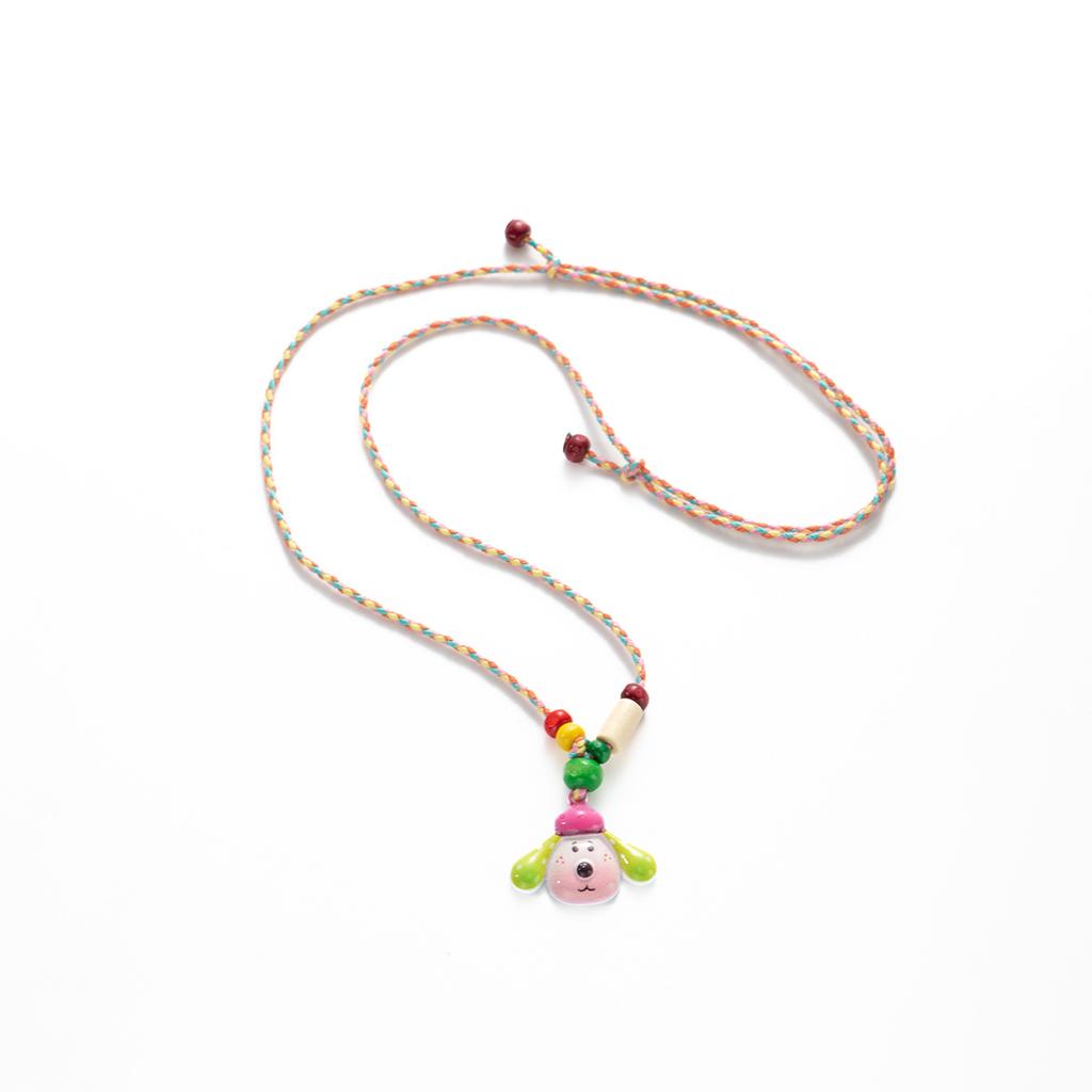 Dopamine Color Apple Puppy Pendant Braided Rope Necklace Sweet Cute Niche Fashion Long Sweater Chain