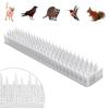 Upgraded 24 Pack Clear PVC Bird Spikes Strips Long Paired with Short Spikes Provide Narrow Gaps To Block Birds from Perching and Repel Birds Pigeon