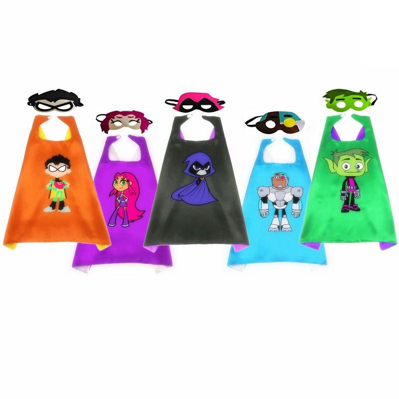 Vibrant Teen Titan Anime Superhero Costume Set With Cloak And Mask For Kids