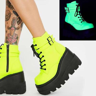 2021 Colorful Wedge Heel Ankle Boots with Side Zipper for Women