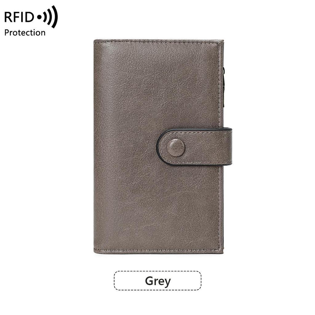 Portafoglio da donna RFID transfrontaliero: Portafoglio pieghevole a 3 ante in PU con portamonete con cerniera e portafoglio anti-magnetico.
