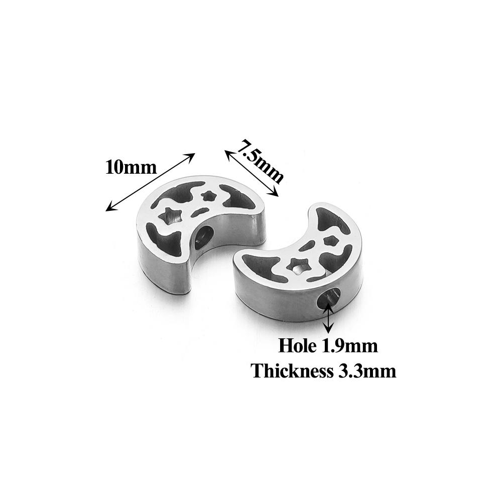 5Pcs Mirror Polish Stainless Steel Moon Key Beads Crowm Animal Spacer Beads DIY Jewelry Making Bracelet Women Necklace Findings
