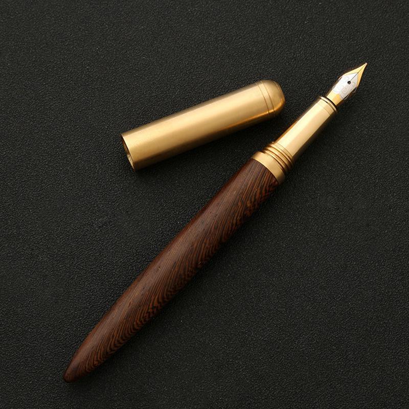 High Quality Sandalwood Fountain Pen Fine Nib Calligraphy Pens Writing Wooden Metal School Office Writing Ink Pens Nib Stationery Gifts Supplies