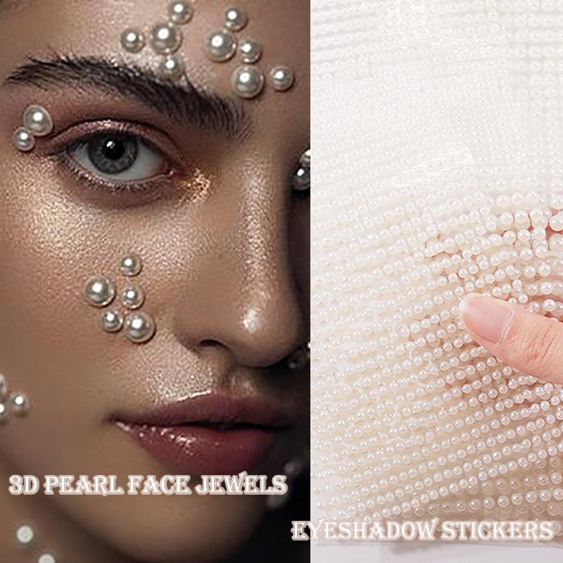 3mm/4mm/5mm/6mm 3D Pearl Face Jewels Eyeshadow Stickers Self Adhesive Face Body Eyebrow Diamond Nail Stickers Decoration