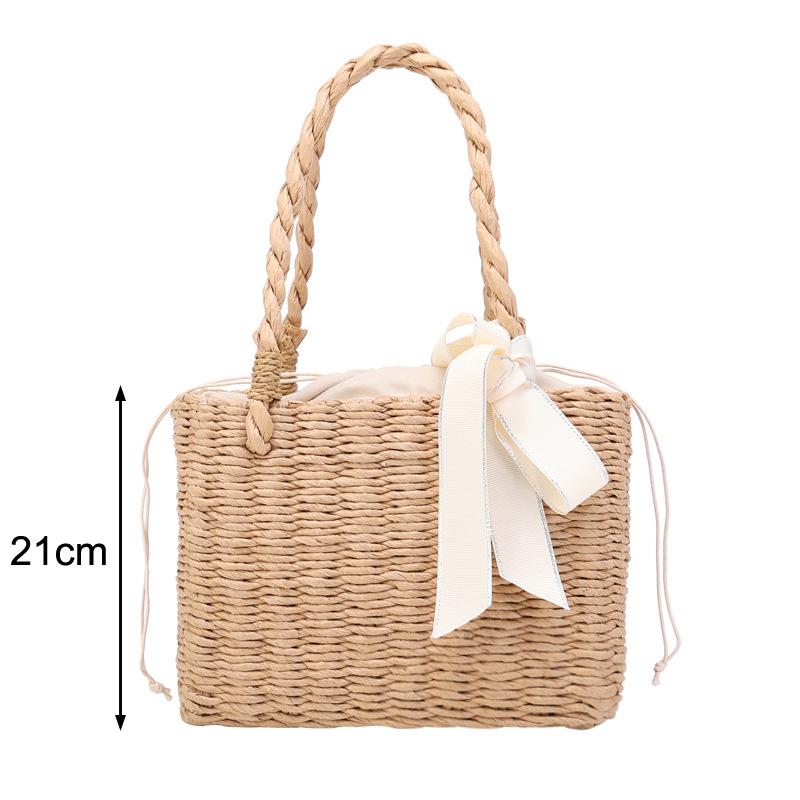 Women Summer Straw Woven Tote Small Clutch Bags Retro Ladies Beach Basket Handbags Vacation Travel Shopping Purse
