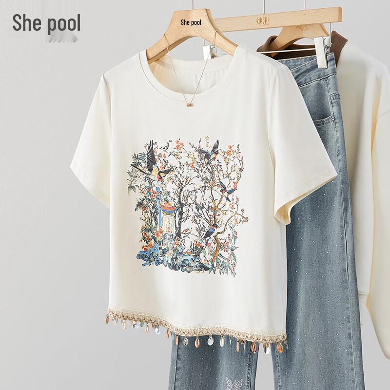 Women s Contrast Print Short Sleeve T-shirt XL