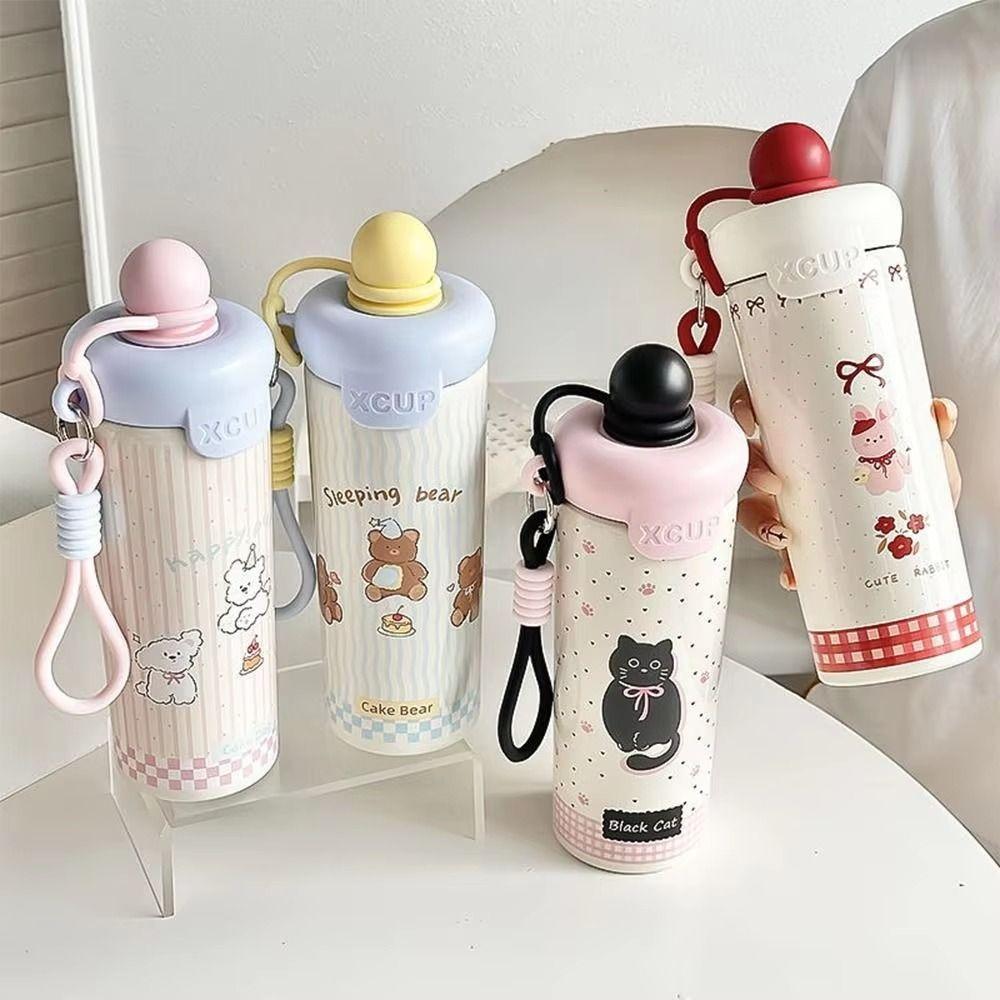 Large Capacity 316 Stainless Steel Cup With Strap Vacuum Flask Leakproof Water Bottle  Office Use