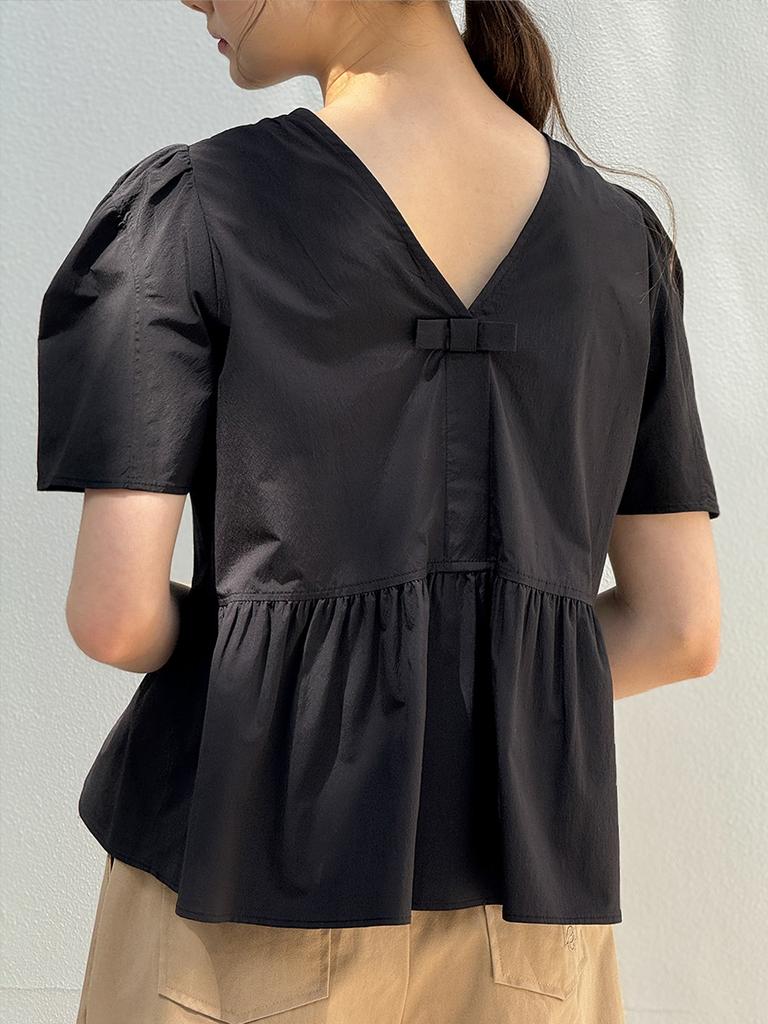 LAUTREDE MIN [24Ss] Lautre Solid Ette Ribbon Blouse