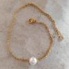 European Style Simple Single Pearl Bracelet with Stainless Steel Adjustable Chain and 8mm Faux Pearl