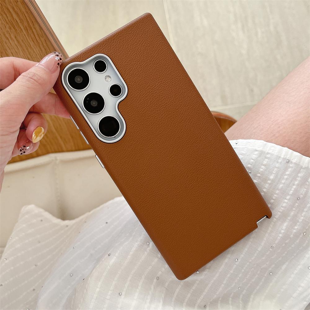Thin Shockproof Leather Phone Case for Samsung Galaxy S25 Edge S24 S23 Ultra S22 Plus Matte Skin Feeling Solid Candy Cover Funda