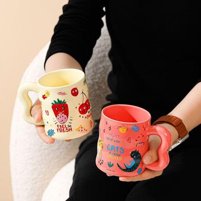 Uroczy Kubek z Doodlami Zwierząt Personalizowany Niszowy Kubek Ceramiczny Kubek do Wody dla Pary Pamiątka Prezent Kubek do Kawy Kubek do Picia Wody