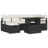 7-Piece Garden Sofa Set with Cushions Black Rattan, 2-Seater Garden Sofa with Cushions Black Rattan 3359794