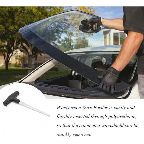 Windscreen Remover, Windshield Installation Tools, Auto Glass Tools, T Shaped Wire Feeder Windshield Remover Automotive Wind Glass Removal Tool
