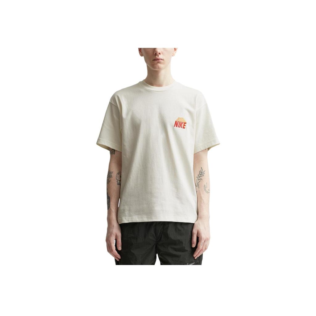 Nike Logo Embroidered Scenic Print Crew Neck Short Sleeve T-Shirt Unisex Tops White FB2759-133