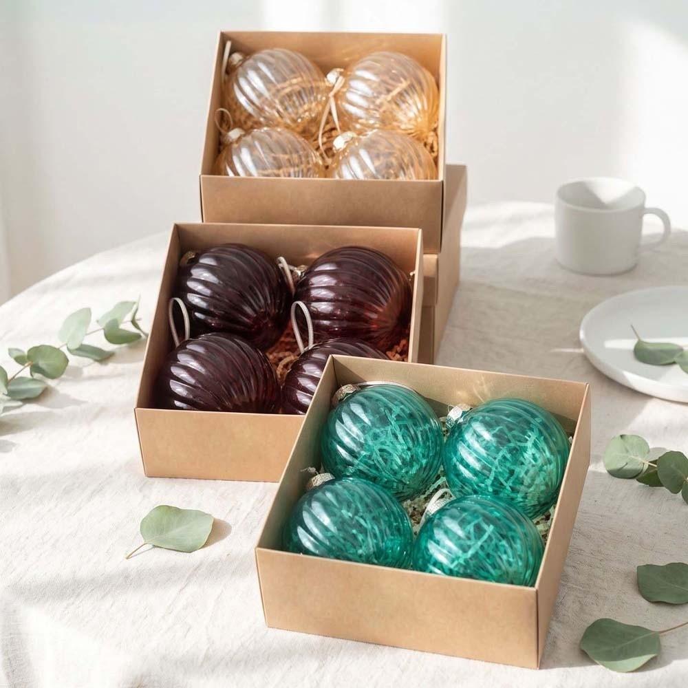 4Pcs Pack Christmas Ball Set PET Material Colorful Hanging Bauble Ball Pendant Holiday Parties