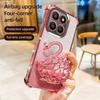 KEYSION Shockproof Plating TPU Phone Case for HONOR X7d 5G Glitter Jewelled Swan kickstand Back Cover for Honor 400 Smart 5G