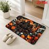 Witch Hat Frog Pumpkin Floral Halloween Household Doormat, Vintage Spooky‑plant Printed Floor Rug, Decorative Entry Mat