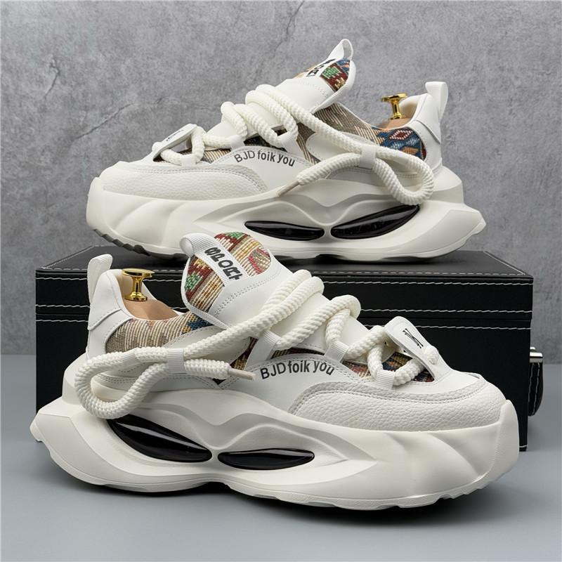 Fashion New 2025 Fashion Designer Men's Lace Up Mixed Patchwork Thick Soled Causal Shoes Flats Male Walking Sneakers Zapatos Hombre
