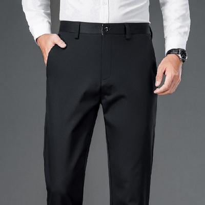 Herrenhosen Business Casual Hosen Eisseide Stretch Herrenhosen Locker Schnelltrocknende Hosen Frühling und Herbst Gerades Bein Büro Schwarz Arbeitshosen