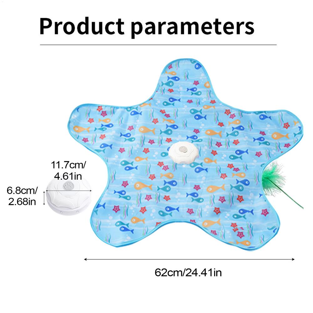 Electric Cat Entertainment Toys, Indoor Interactive Cat Toys, Automatic Cat Toy Spinner, Star-shaped Moving Toy, Pet Cat Supply синий