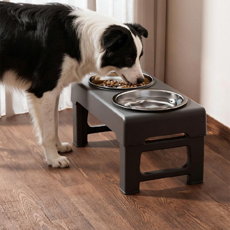 Pet Feeding Station With 3 Adjustable Height And Stainless Steel Bowls For Better Digestion