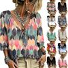 Women's Floral Print V-Neck Blouse with Tie Front and Ruffle Trim for Everyday Wear