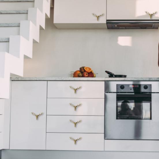 Cabinet Handle Deer Head Shape Brass High Hardness Drawer Cupboard Door Pull Handle Wardrobe