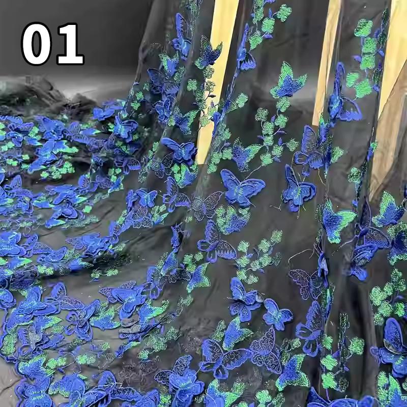 3D Butterfly Embroidery Fabric Hand-embroidered Cloth For Diy Sewing Wedding Dress Water-soluble Mesh Embroidery Lace Fabric