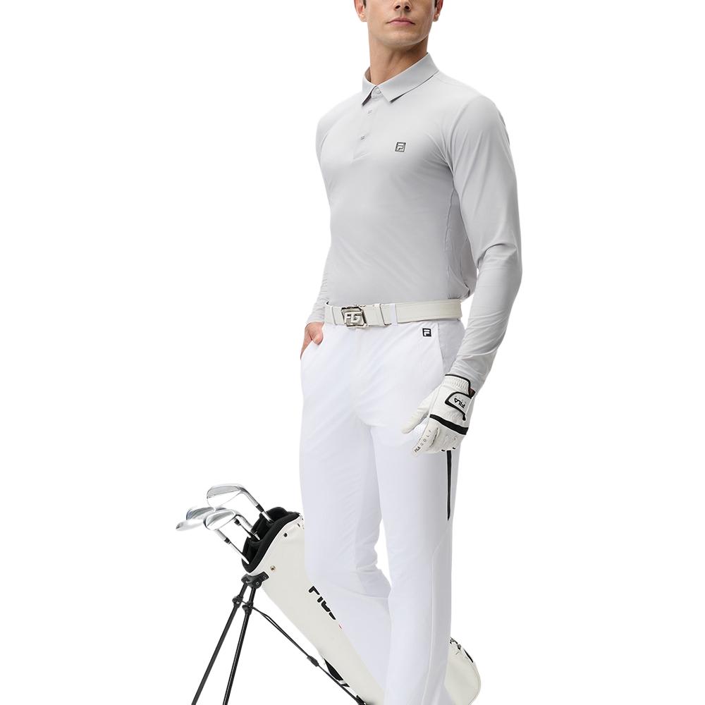 Fila Solid Color Golf Long Sleeve Polo Shirt Men Tops Misty-Gray A11M435201FGY