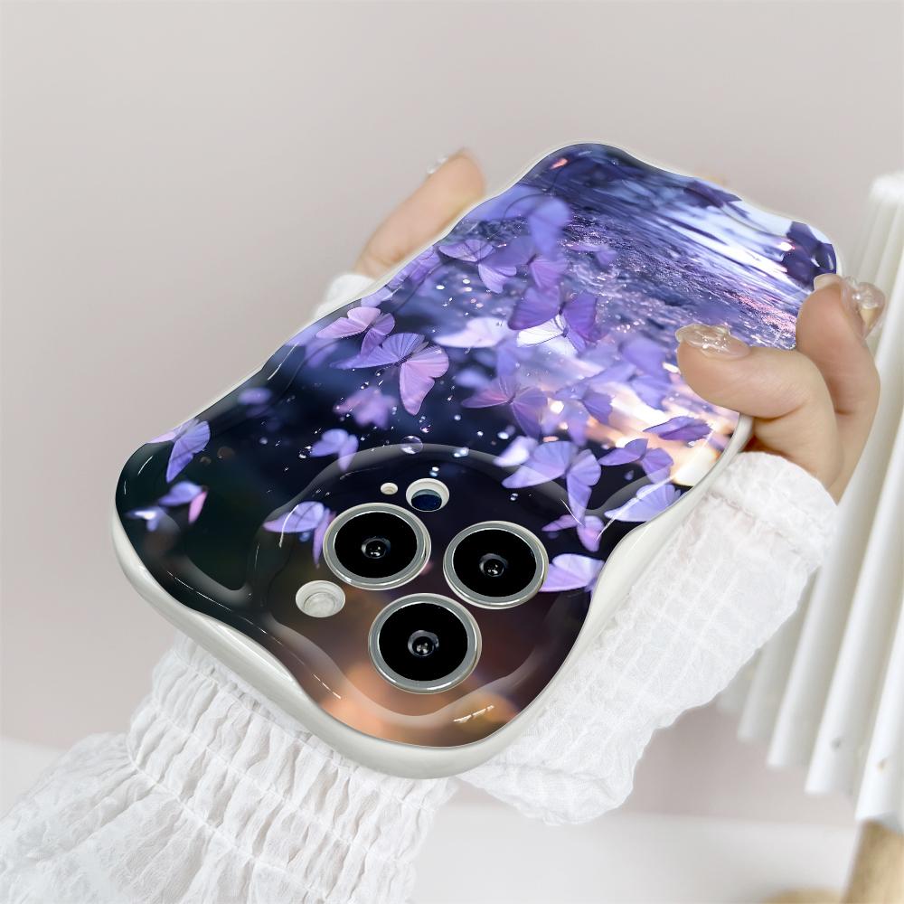 Model de desene animate Carcasă cu textura cremă Marginea ondulată Husă din silicon moale Husă pentru telefon pentru iPhone Samsung Huawei Honor Xiaomi Redmi Infinix Tecno