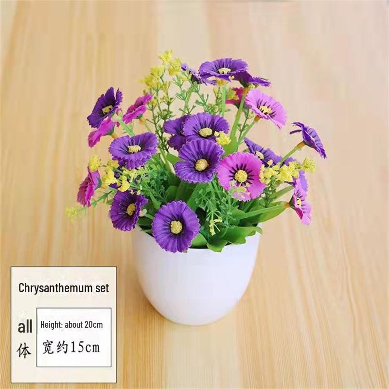 Decorative Small Artificial Potted Flowers Set for Home and Living Room Decor
