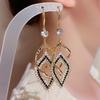 1 Paar Hängeohrringe Vintage Ausgehöhlt Geometrisch Glänzend Strassbesetzt Anziehen Geschenke Frauen Doppellagig Rhombus Anhänger Hakenohrringe Schmuck