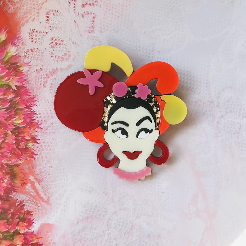 Cute Pin Blucome Acrylic Cartoon Exaggerated Girl Brooch Bag Accessories