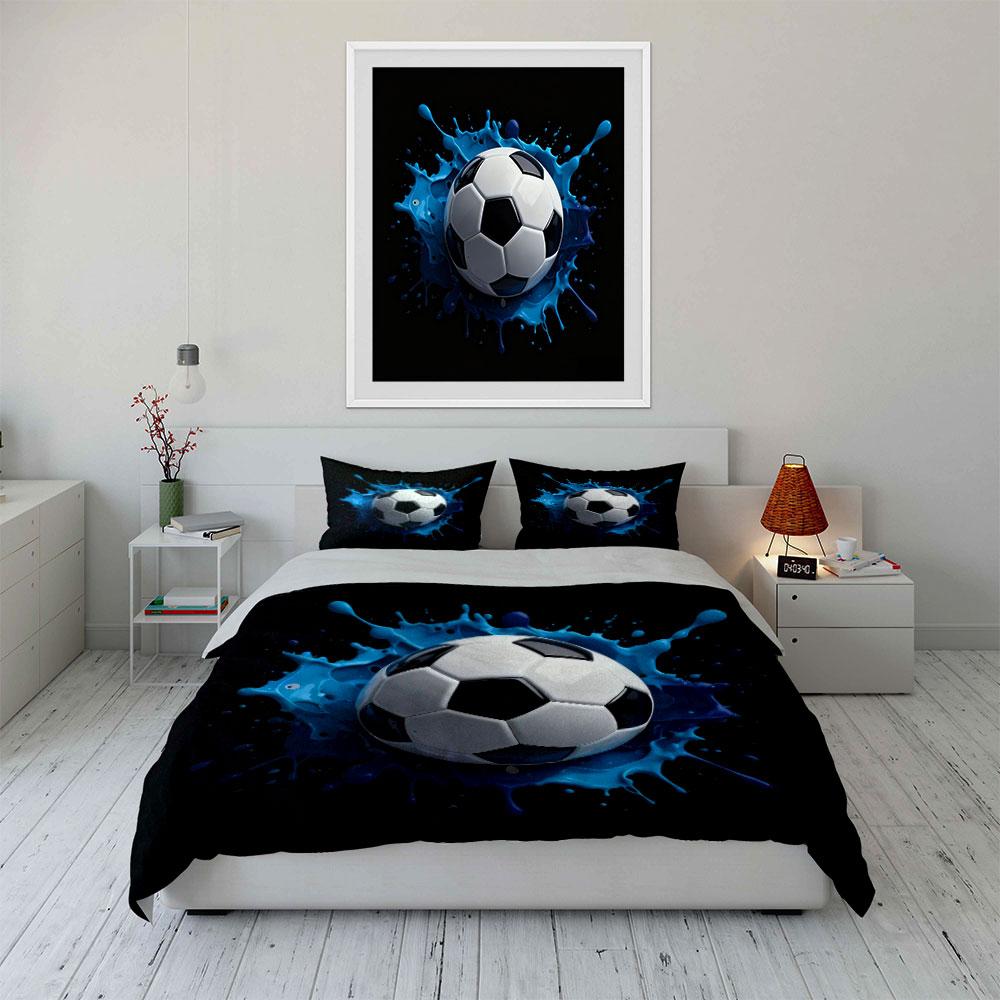 Dynamic Flying Football 3Pcs Bedding Set, Multiple Sizes Kid'S And Adults' Bedroom Exquisite 3Pc Bedding Set, Gift