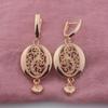 2 Style Women 585 Rose Gold Color Oval Round With Heart Charm Drop Dangle Zircon