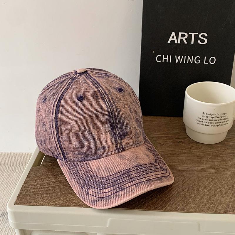 Baseballkappen mit breiter Krempe für Damen Herren Gewaschener Batik-Sonnenhut Koreanische Mode Vintage Schirme Outdoor Verstellbare Hip Hop Freizeitkappe
