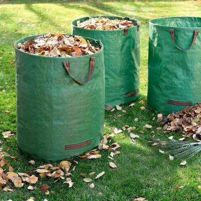 Garden Waste Bags - Heavy-Duty Reusable PP with Handles, Large Capacity with Industrial Fabric and Handles for Plant, Grass, and Leaf Collection